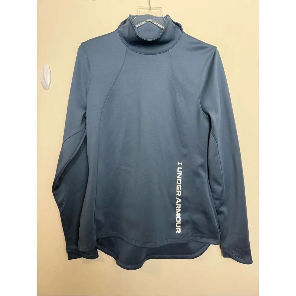 Under Armour L Gray Coldgear Form Funnel Long Sleeve Shirt Womens Athletic Gym W